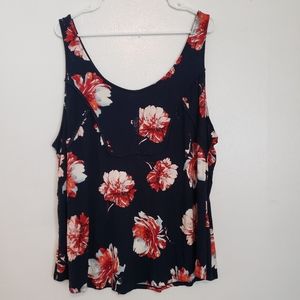 Maurices Navy Floral Tank Top 3X